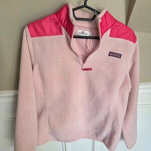Vineyard Vines - Women's Harbor Fleece Quarter-Zip - Pink - Size MEDIUM
